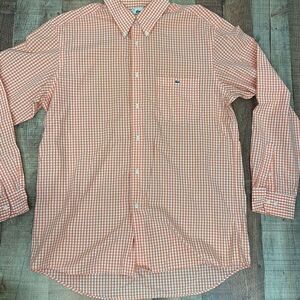 Lacoste Long Sleeve Shirt Orange Button Up  Light Weight Men’s Size 42